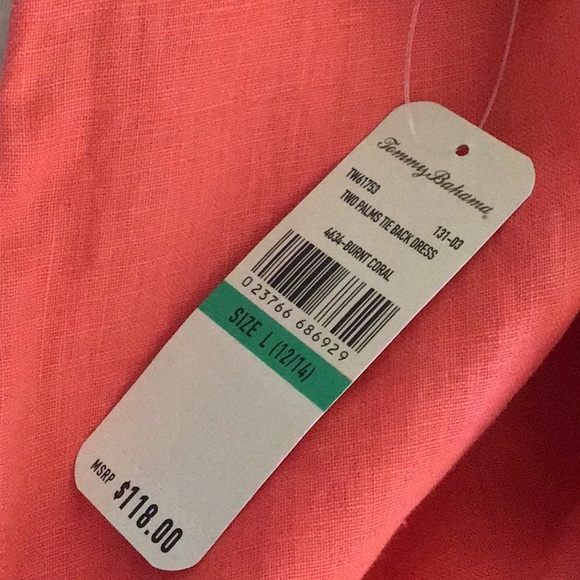 Linen halter dress, ties at the back of neck, soft orange color - Picture 6 of 7